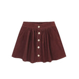 Rylee and Cru Button Front Mini Skirt || Burgundy