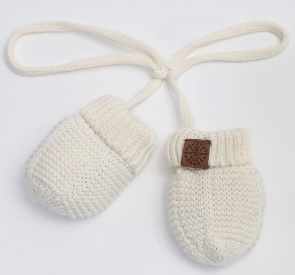 Calikids Cotton Knit Baby Mitten - Cream