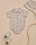 Quincy Mae Matteo Romper || Sage Gingham