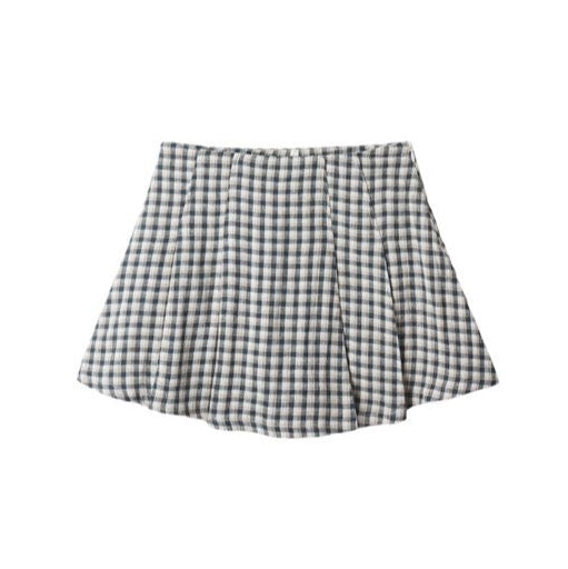 Rylee and Cru Pleated Mini Skirt || Navy Check