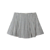 Rylee and Cru Pleated Mini Skirt || Navy Check