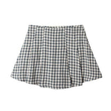 Rylee and Cru Teen Pleated Skirt || Navy Check