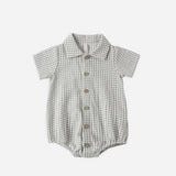 Quincy Mae Matteo Romper || Sage Gingham