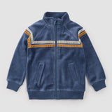 Miles the Label Retro Stripe on Miles Blue Velour Track Jacket