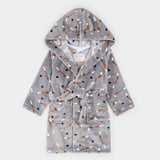Petit Lem Slapstick Print on Indigo Plush Robe