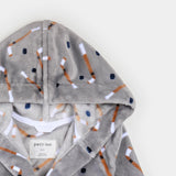 Petit Lem Slapstick Print on Indigo Plush Robe