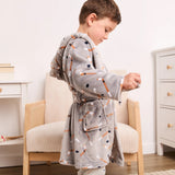 Petit Lem Slapstick Print on Indigo Plush Robe