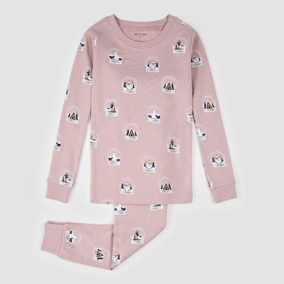 Petit Lem Snowglobe Print on Violet PJ Set