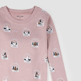 Petit Lem Snowglobe Print on Violet PJ Set