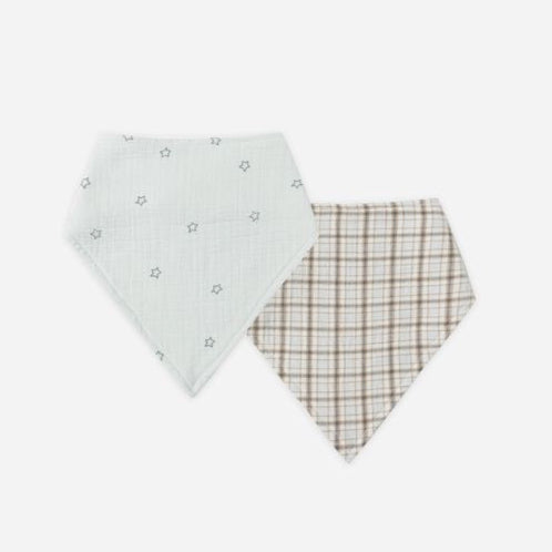 Quincy Mae Bandana Scarf, 2 Pack || Blue Plaid, Twinkle