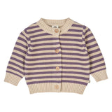 Müsli Knit Baby Stripe Cardigan - Oak/Lilac Fog