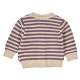 Müsli Knit Baby Stripe Cardigan - Oak/Lilac Fog