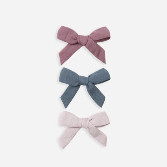 Quincy Mae Bow W. Clip, Set Of 3 || Mulberry, Ocean, Lilac
