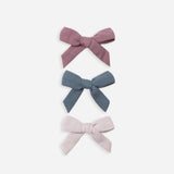 Quincy Mae Bow W. Clip, Set Of 3 || Mulberry, Ocean, Lilac