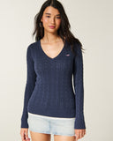 Hollister Cable-Knit V-Neck Sweater