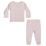 Quincy Mae Pointelle Long Sleeve Tee + Legging || Lilac Ditsy