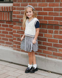 Rylee and Cru Pleated Mini Skirt || Navy Check