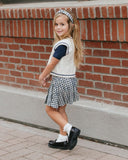 Rylee and Cru Pleated Mini Skirt || Navy Check