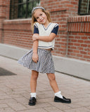 Rylee and Cru Pleated Mini Skirt || Navy Check