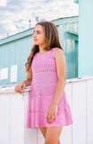 Limeapple - Cali Crochet Flare Summer Beach Dress - Pink
