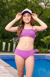 Limeapple - June Crinkle Ruffle Two Piece Swimsuit - Orchid
