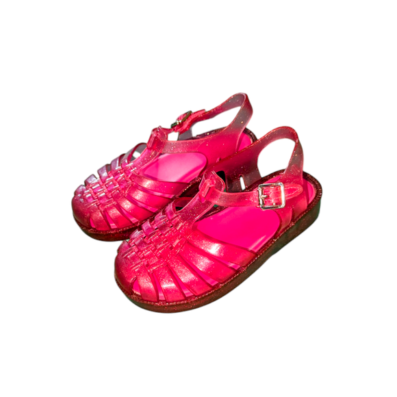 Mini Melissa Pink Glitter Jelly Sandals