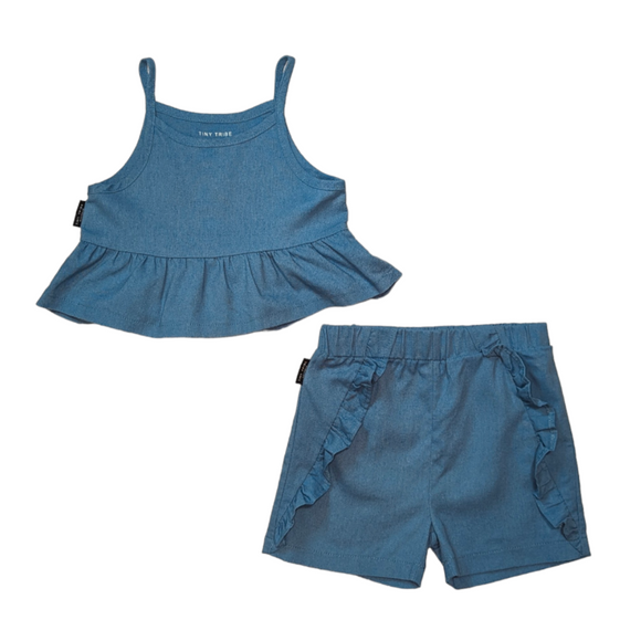 TINY TRIBE Linen Top and Shorts Set