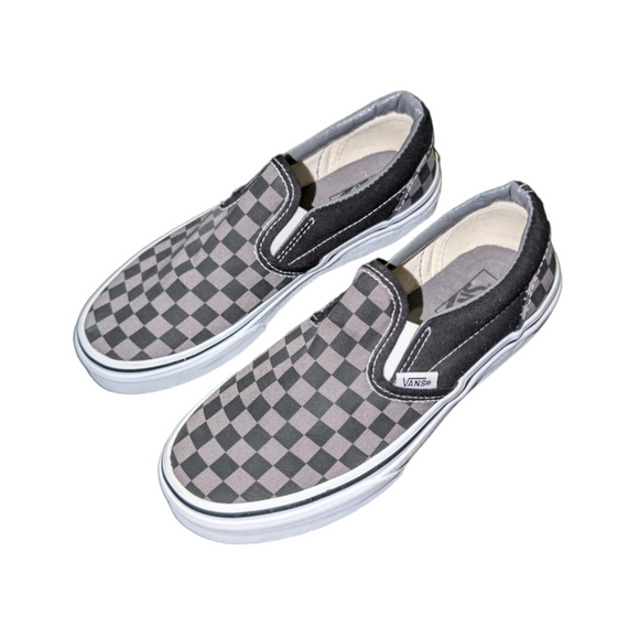Gray and black checkered vans on sale