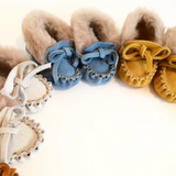 Amimoc Baby Leather Mocs with Sheepskin - Tan