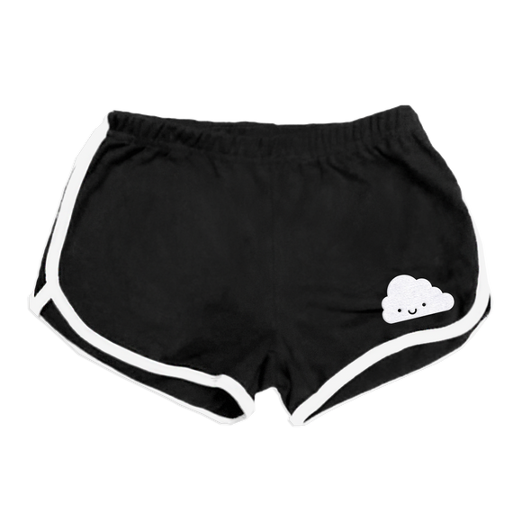 Whistle & Flute Kawaii Cloud Running Shorts- Black