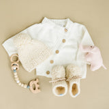 Beba Bean Baby Booties Sweater Mocs - Ivory