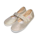 Cienta Gold Sparkle Mary Jane Shoes