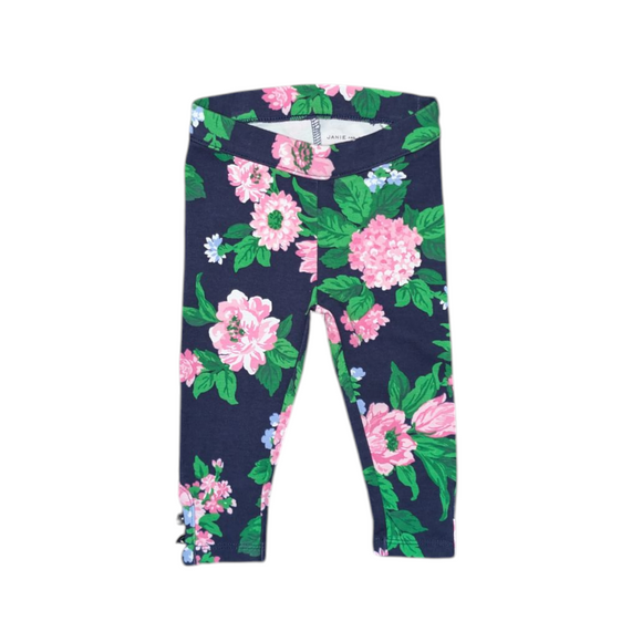 Janie and Jack Floral Button Cuff Ponte Pant