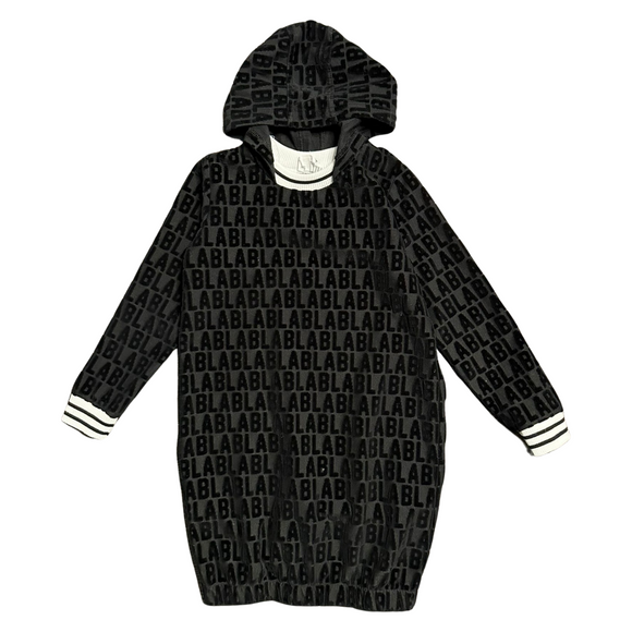 Bla Bla Bla Velvet Monogram Hooded Dress