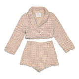 Zara Tweed Fringe Cropped Jacket and Skort Set