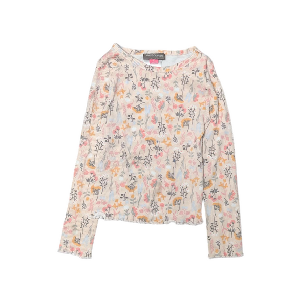 Vince Camuto Ribbed Floral Top