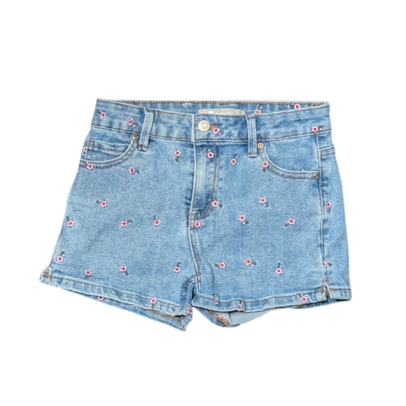 Tractr Flower Embroidered Denim Shorts