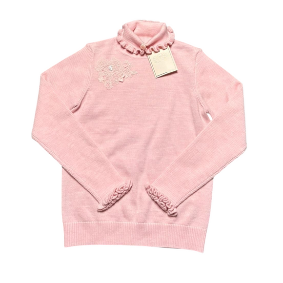 Nicholas and Bears Embroidered Turtleneck Wool Sweater