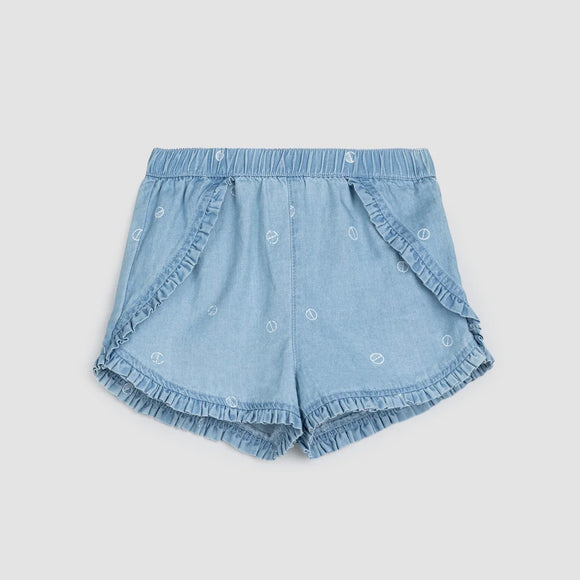 Miles The Label - Wheel Print on Chambray Girls' Shorts