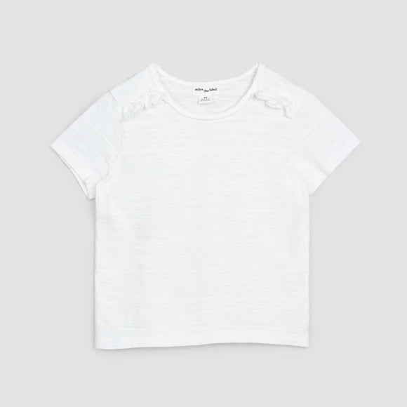 Miles The Label - Off-White Girls' Textured Slub Jersey T-Shirt