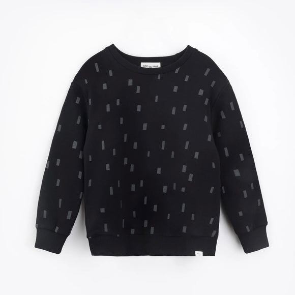 Miles Basics Block Print on Black Sweatshirt