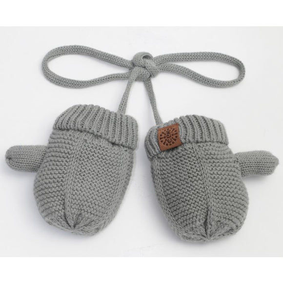 Calikids Cotton Knit Baby Mittens - Grey