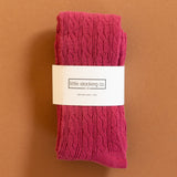 LIttle Stocking Co. Cable Knit Tights - Raspberry