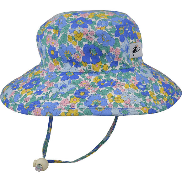 Puffin Gear Child Sun Protection Sunbaby Hat Cotton Prints -Liberty of London Flower Show Cosmos