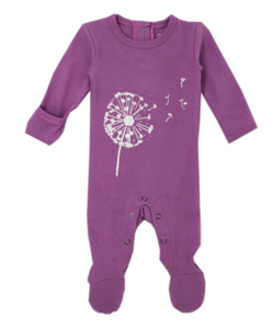 L'oved Baby Organic Graphic Footie - Grape Dandelion