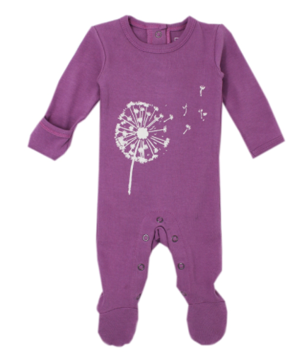 L'oved Baby Organic Graphic Footie - Grape Dandelion
