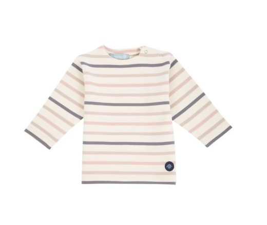 Armor Lux- Baby's Breton striped shirt - Pink & Steel Stripe