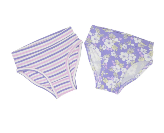 Sweet Bamboo- Girls Underwear- Purple & Orchid Stripe/Purple Hibiscus