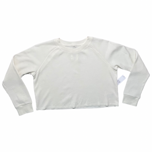 Gap Teen waffle cropped long sleeve shirt