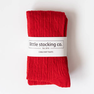 LIttle Stocking Co. Cable Knit Tights - True Red